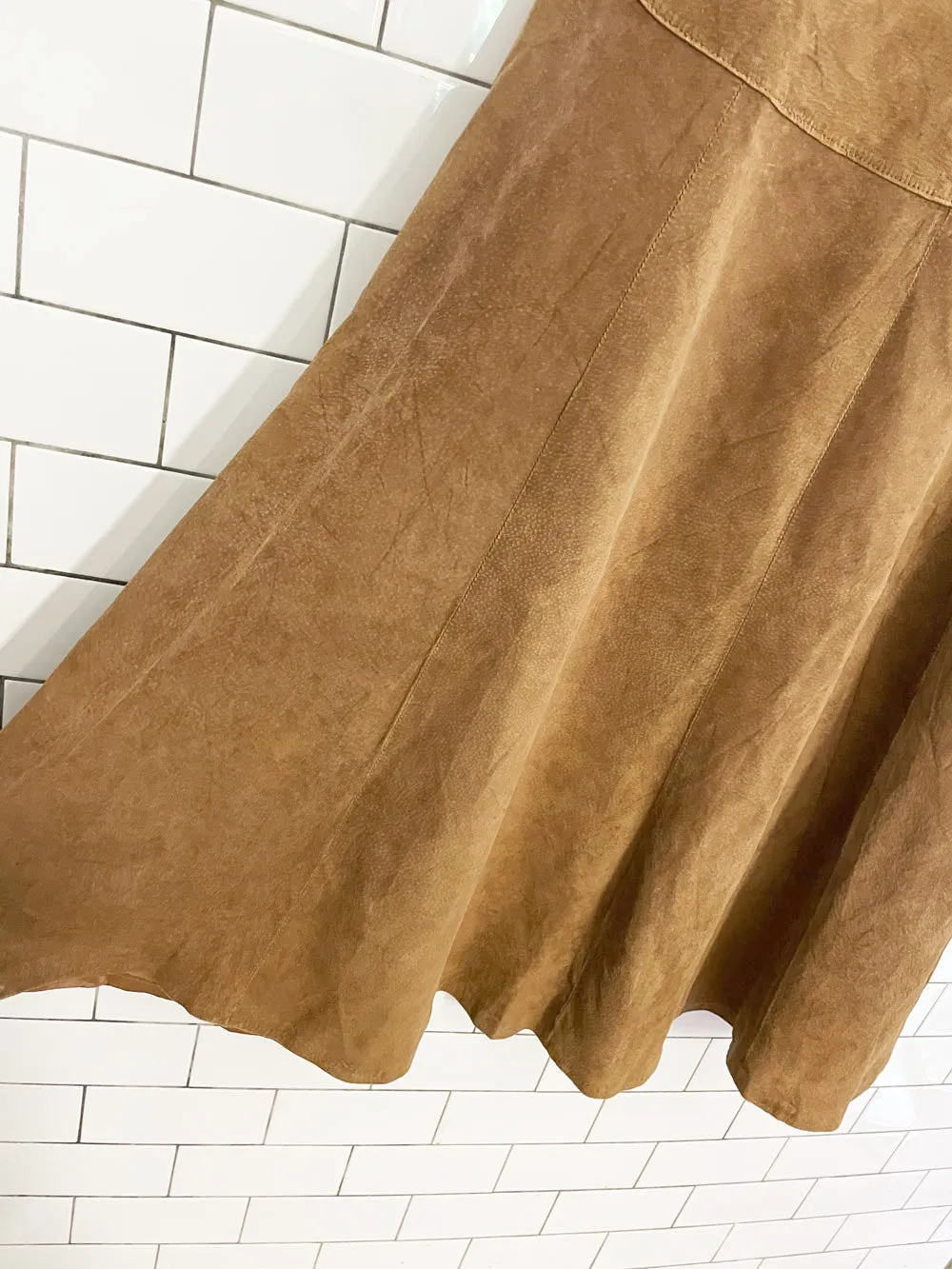 vintage 00s traditions ltd suede full midi maxi skirt sold by Good Market Thrift Store product image thumbnail 3