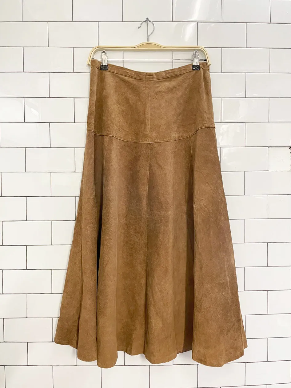vintage 00s traditions ltd suede full midi maxi skirt sold by Good Market Thrift Store