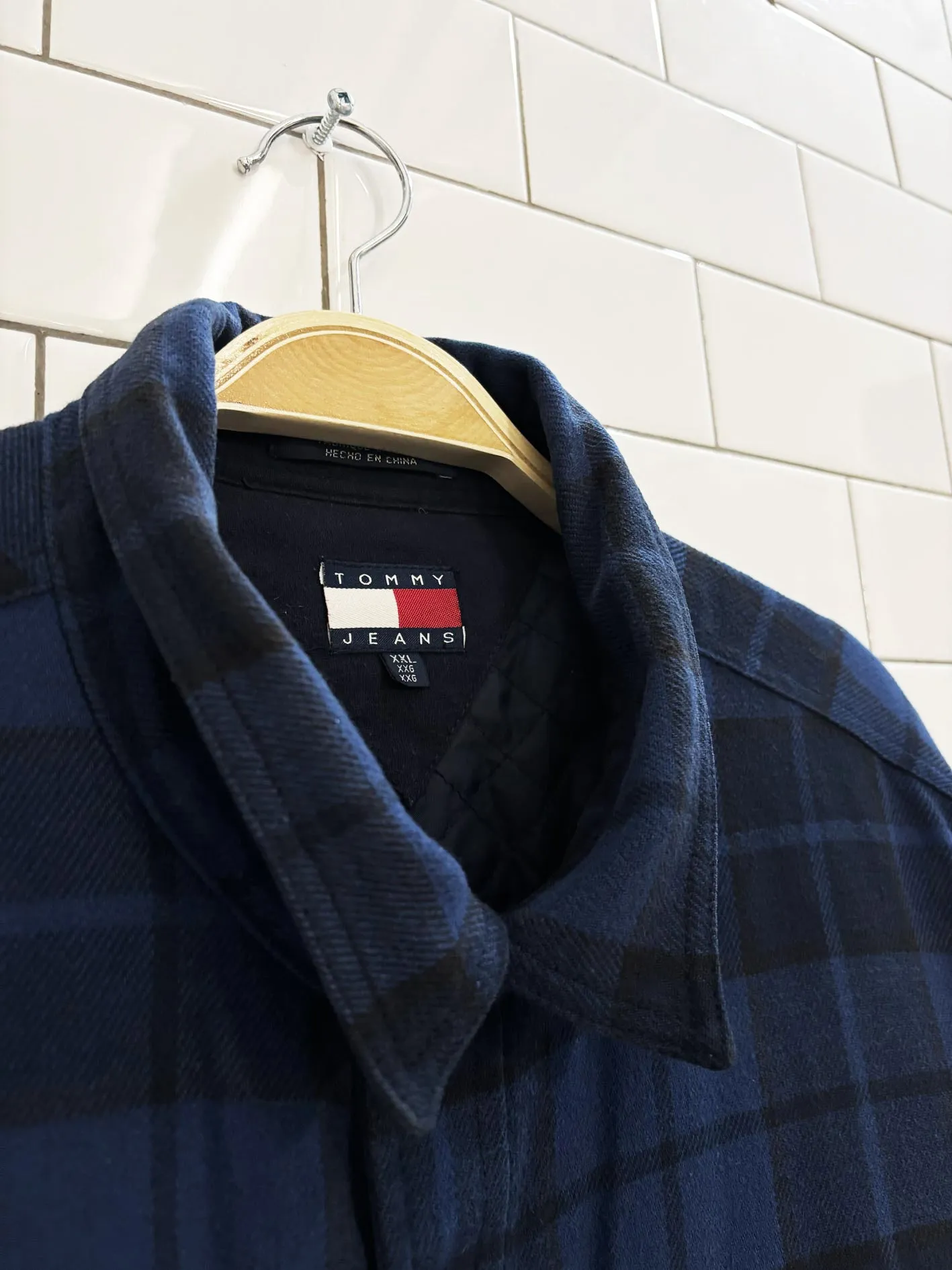 vintage 00s tommy hilifiger plaid flannel shirt jacket sold by Good Market Thrift Store product image thumbnail 2