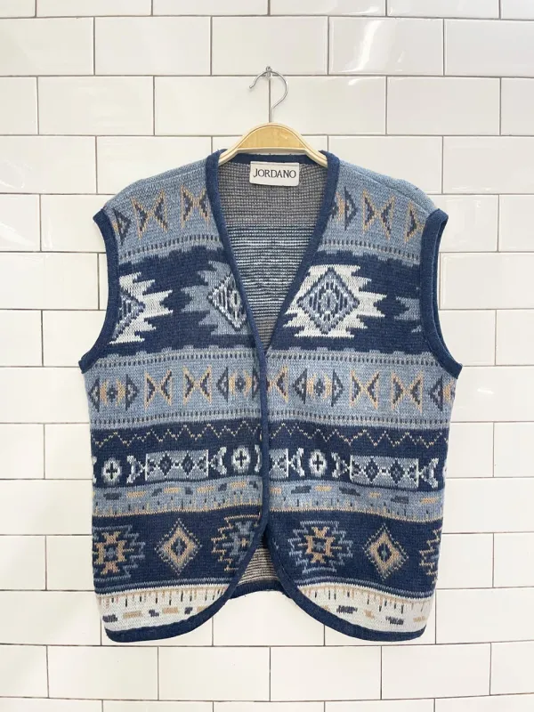 vintage 90s jordano southwestern knit vest sold by Good Market Thrift Store