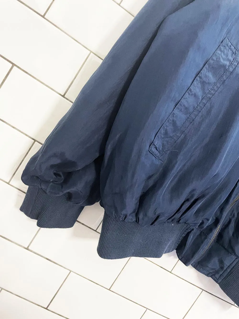 vintage 90s whitby 100% silk bomber jacket sold by Good Market Thrift Store product image thumbnail 3