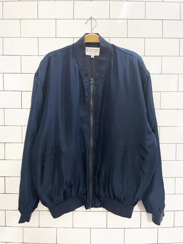 vintage 90s whitby 100% silk bomber jacket sold by Good Market Thrift Store