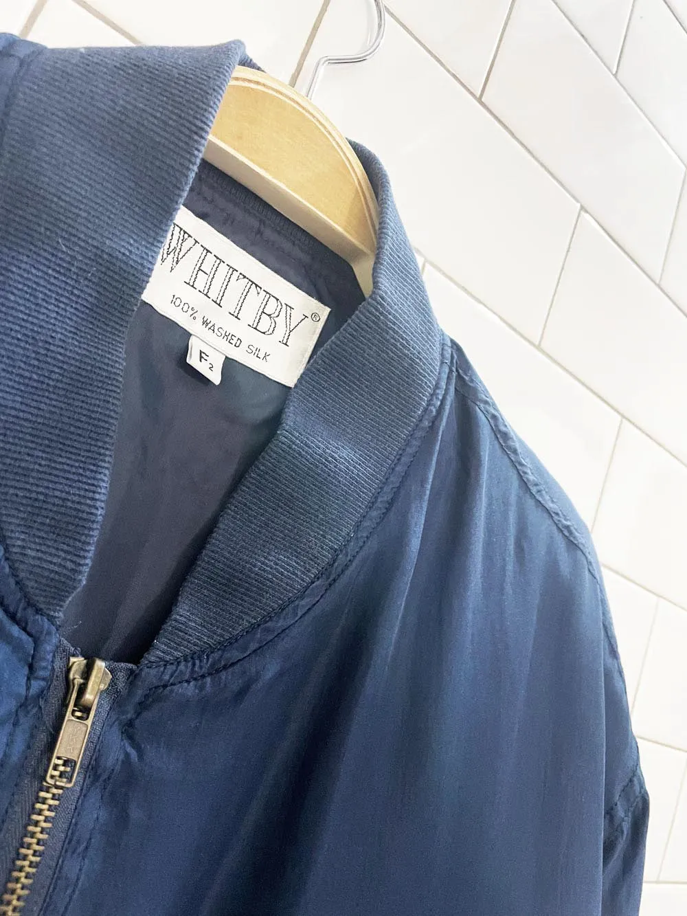 vintage 90s whitby 100% silk bomber jacket sold by Good Market Thrift Store product image thumbnail 2