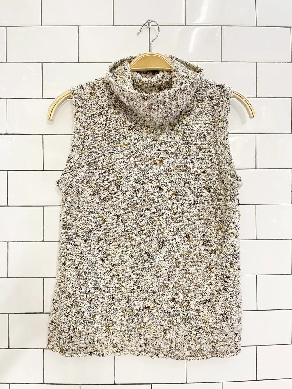 vintage boucle knit sleeveless turtleneck sweater vest sold by Good Market Thrift Store