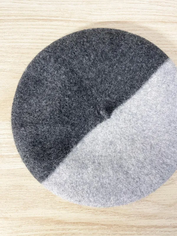 hat attack two-tone wool beret sold by Good Market Thrift Store