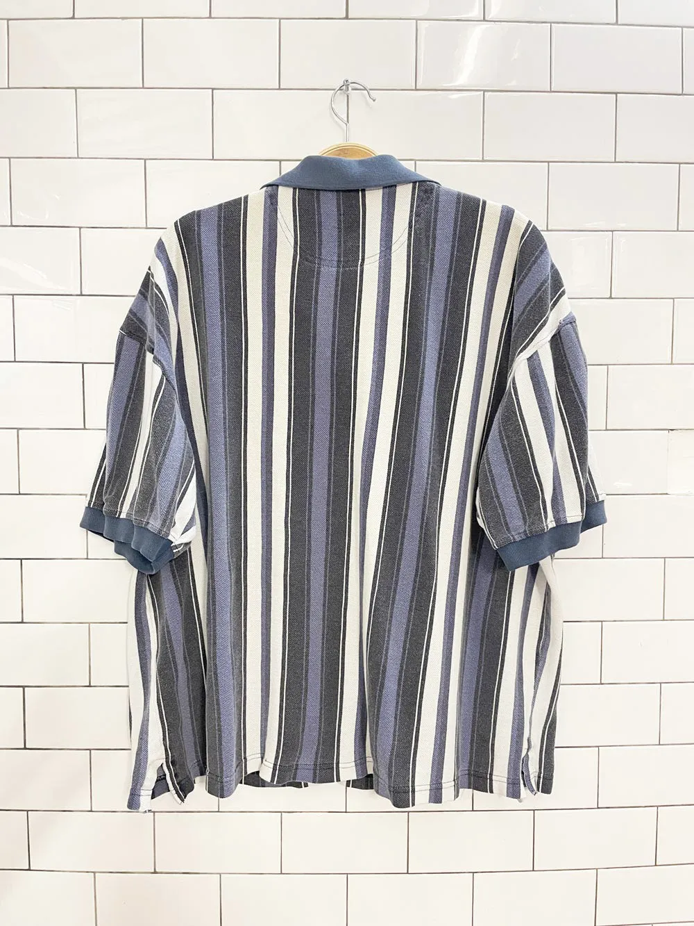 vintage 90s tt&co chunky stripe pique polo | short length sold by Good Market Thrift Store product image thumbnail 3