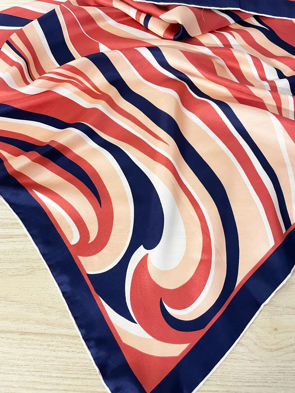 vintage 60s mod swirl silk square hair neck scarf | hand-rolled edge sold by Good Market Thrift Store product image thumbnail 2