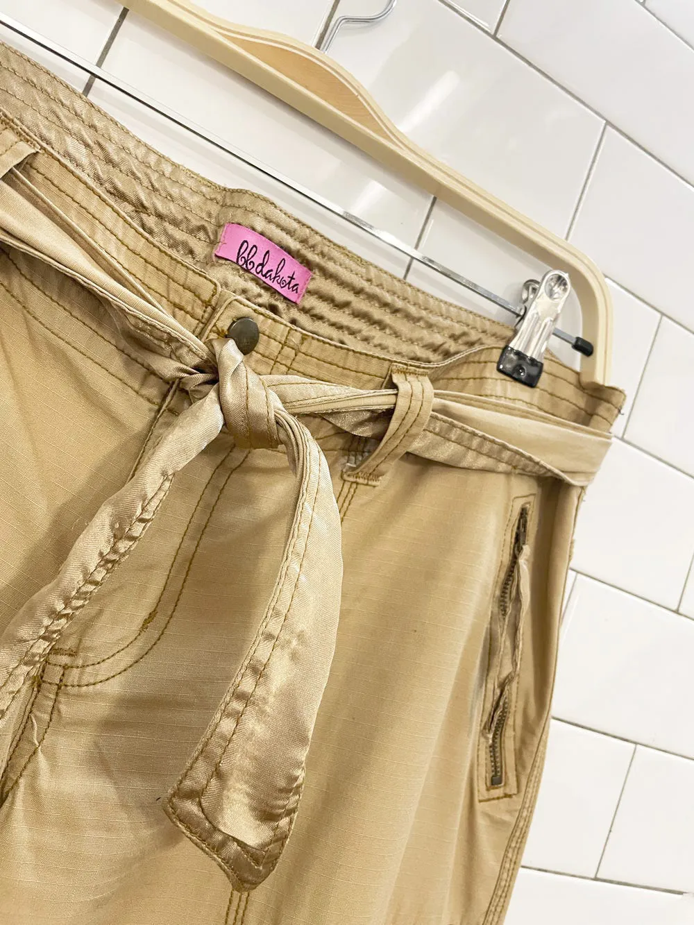 y2k bb dakota satin trim crop parachute utility pant sold by Good Market Thrift Store product image thumbnail 2