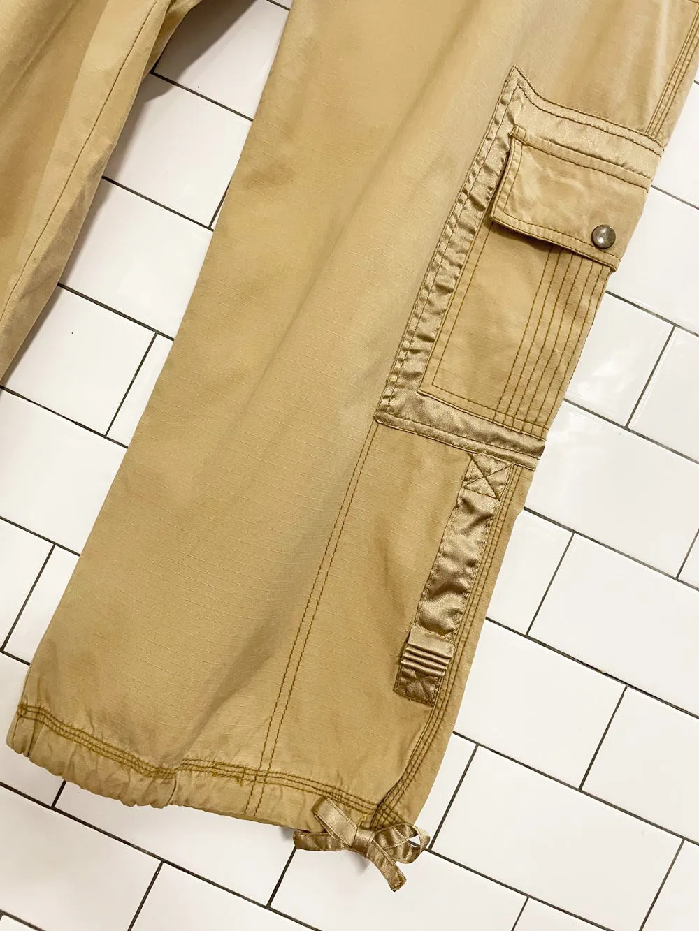 y2k bb dakota satin trim crop parachute utility pant sold by Good Market Thrift Store product image thumbnail 3