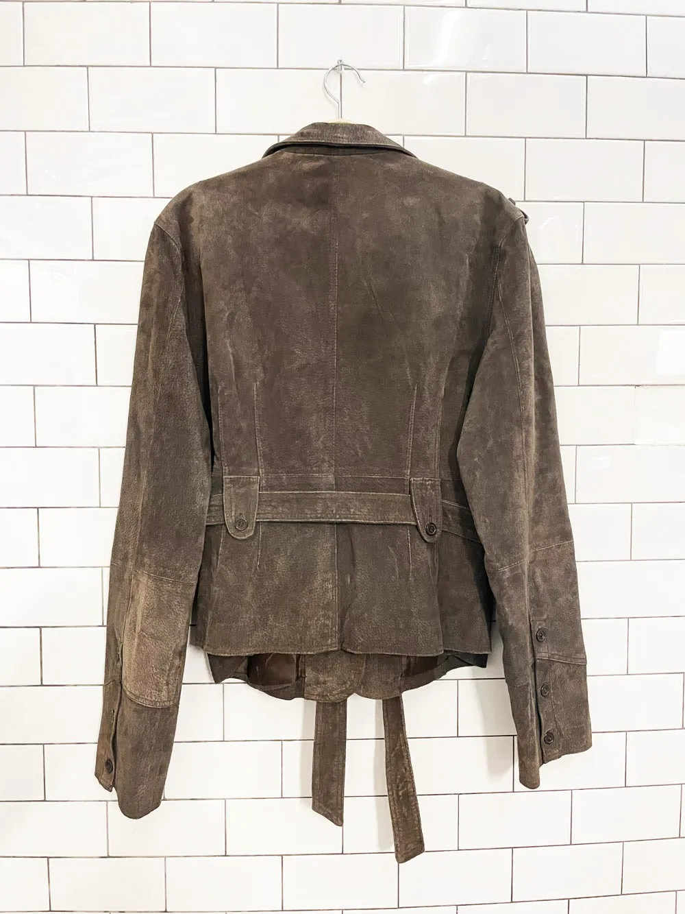 y2k suzy shier suede belted utility leather jacket sold by Good Market Thrift Store product image thumbnail 5