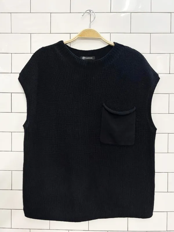 pretty garden single pocket knit sweater vest sold by Good Market Thrift Store