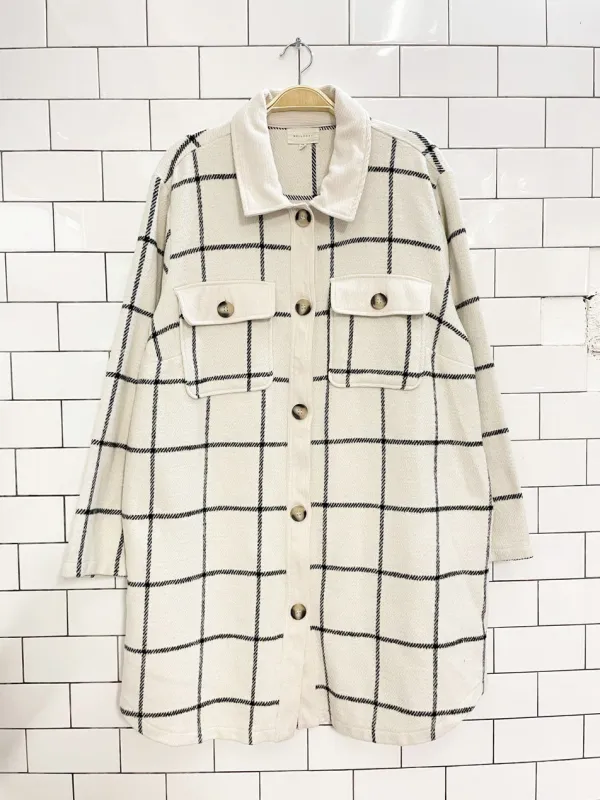 melloday windowpane plaid long shirt jacket sold by Good Market Thrift Store