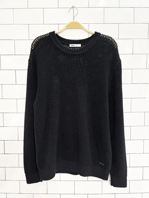 tna alameda mesh knit loose fit crewneck sweater | artizia sold by Good Market Thrift Store