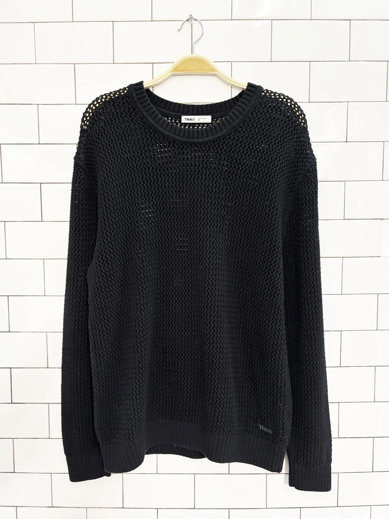 tna alameda mesh knit loose fit crewneck sweater | artizia sold by Good Market Thrift Store