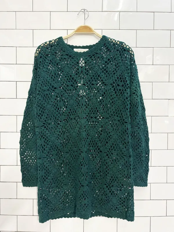 nwt vintage 90s cape island knitters loose crochet knit sweater sold by Good Market Thrift Store
