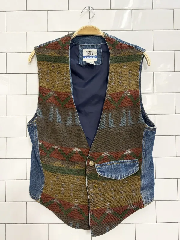 vintage 90s jean express western knit denim vest sold by Good Market Thrift Store