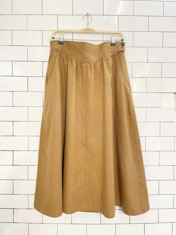vintage wool basque waist camel midi skirt sold by Good Market Thrift Store