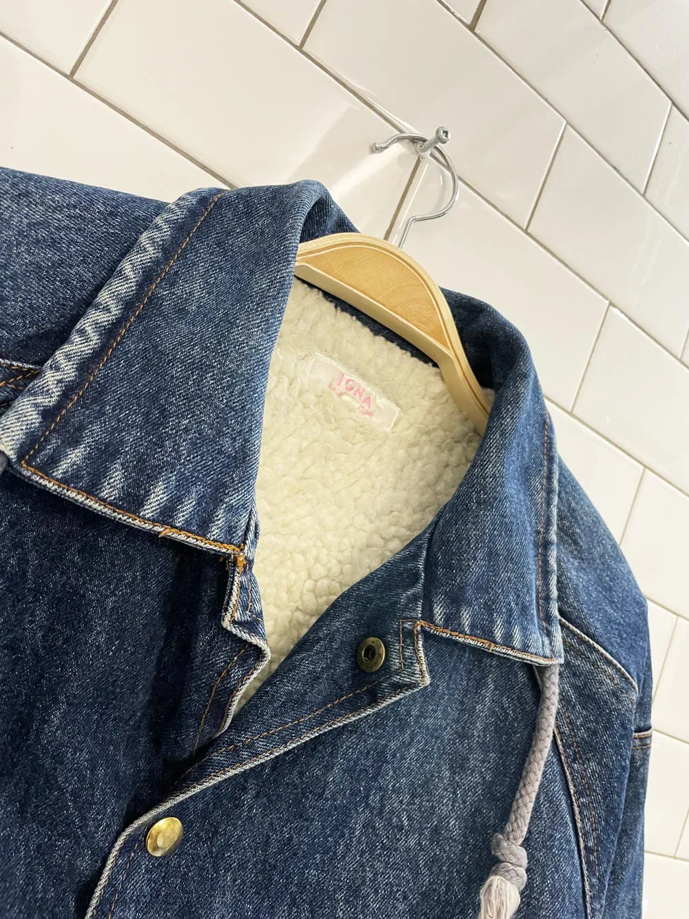 vintage 90s IONA sherpa lined denim bomber jacket sold by Good Market Thrift Store product image thumbnail 2