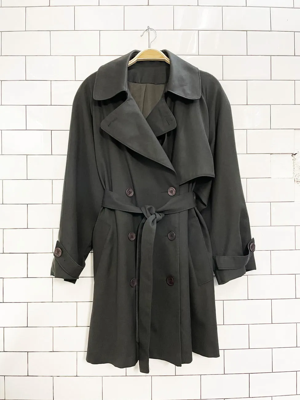 vintage trilogi 100% wool short trench coat sold by Good Market Thrift Store