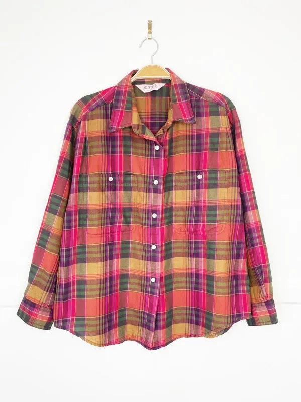 vintage 90s koret boxy pleated shoulder plaid shirt sold by Good Market Thrift Store