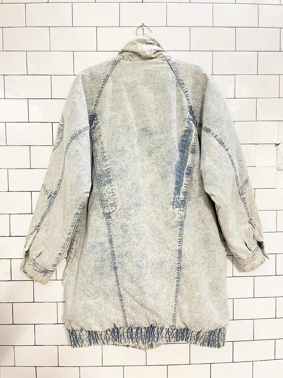 vintage 90s andy johns acid wash denim puffer parka sold by Good Market Thrift Store product image thumbnail 5