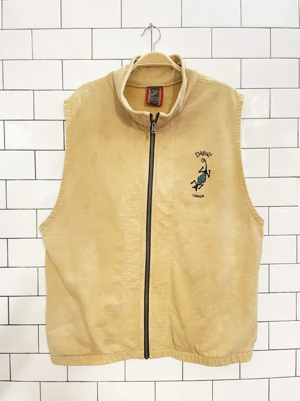 vintage 90s dagoli embroidered lizard full zip sleeveless sweatshirt sold by Good Market Thrift Store