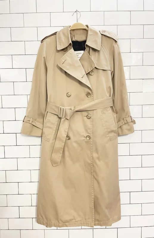 vintage london fog classic belted trench coat | removable wool-blend tartan liner | made in USA sold by Good Market Thrift Store