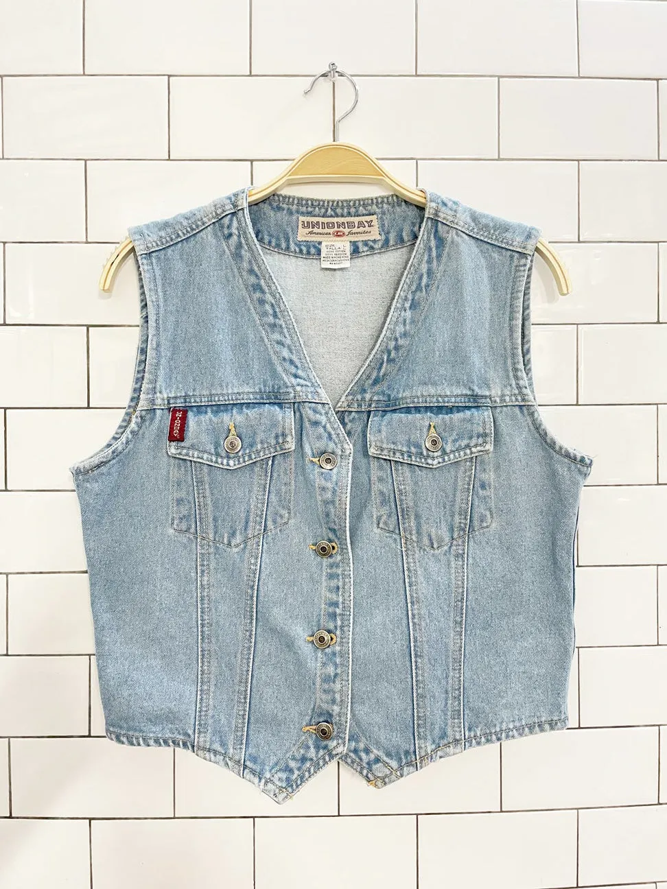 vintage 90s union bay denim vest top sold by Good Market Thrift Store