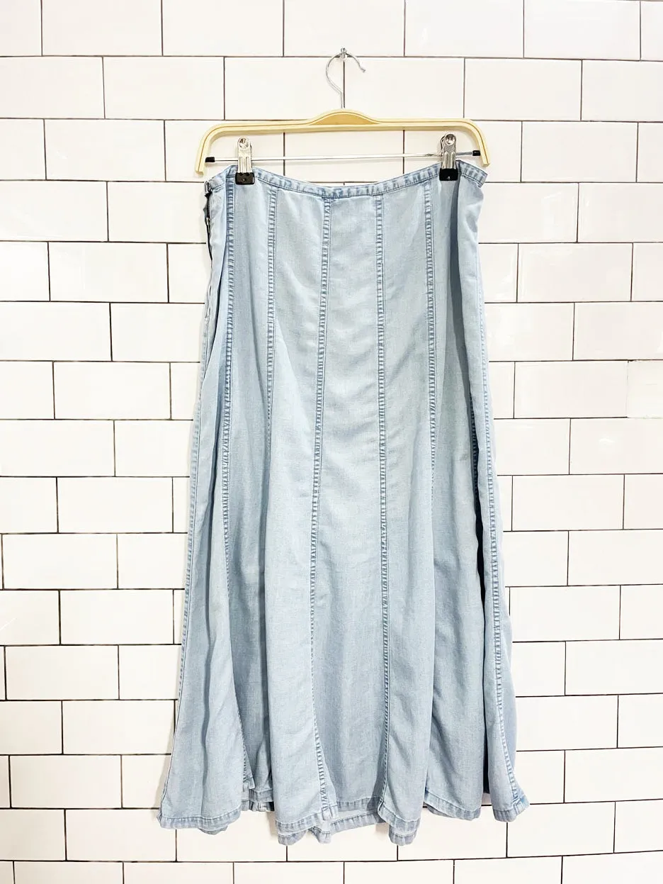vintage 00s villager paneled full denim chambray midi skirt | liz claiborne sold by Good Market Thrift Store product image thumbnail 5