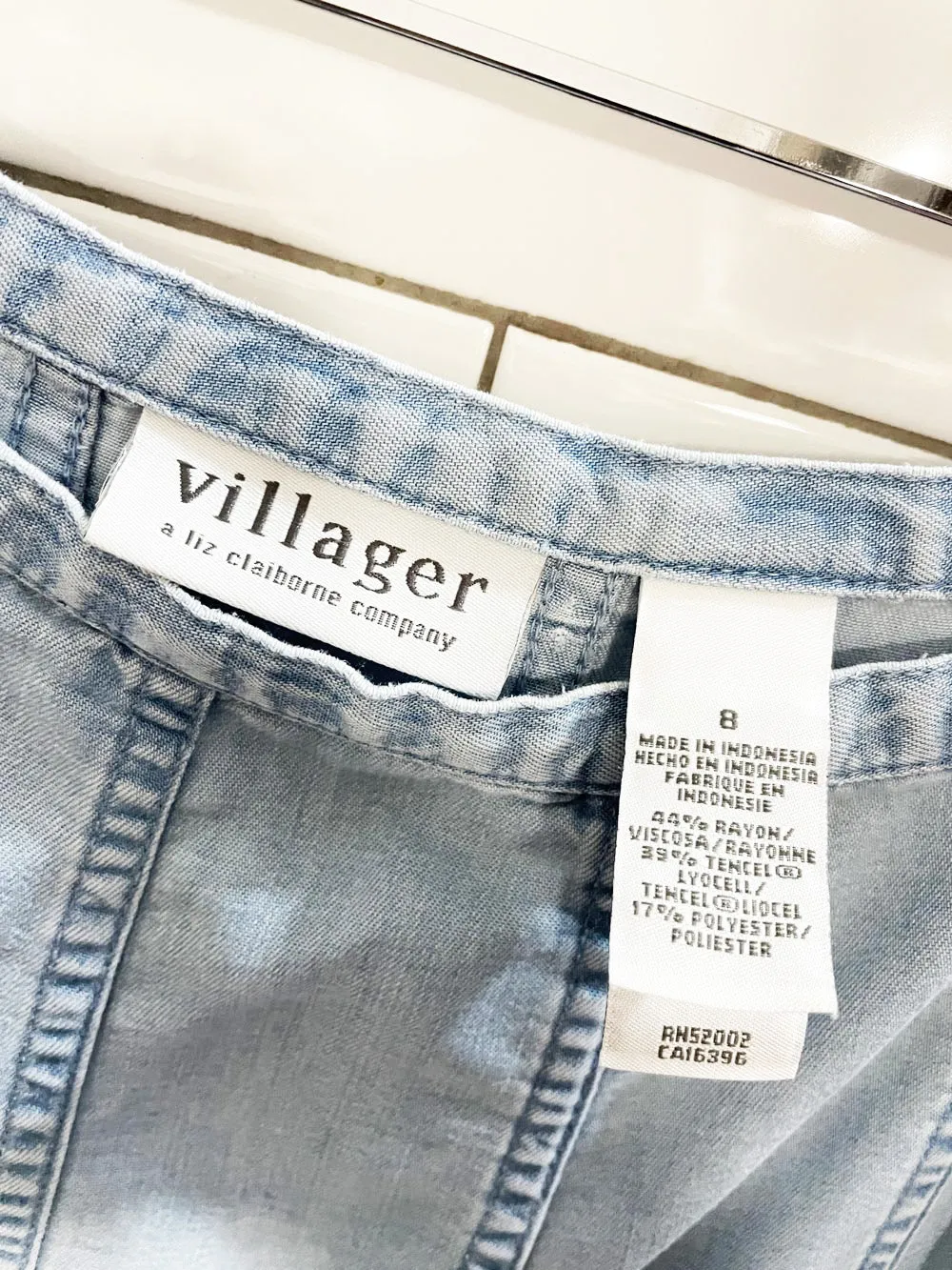 vintage 00s villager paneled full denim chambray midi skirt | liz claiborne sold by Good Market Thrift Store product image thumbnail 3