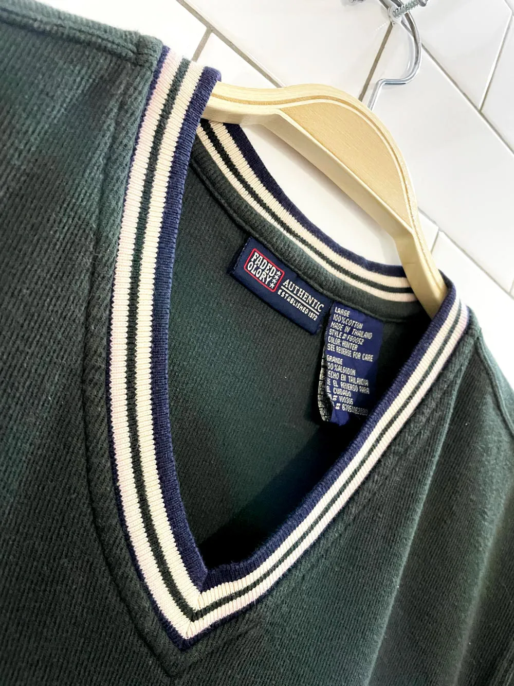 vintage 00s faded glory v-neck ribbed sweatshirt vest sold by Good Market Thrift Store product image thumbnail 3