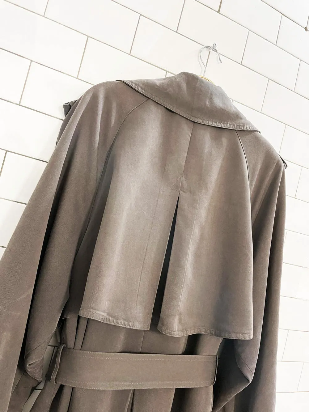vintage 00s hilary radley soft touch cape back belted trench coat sold by Good Market Thrift Store product image thumbnail 2