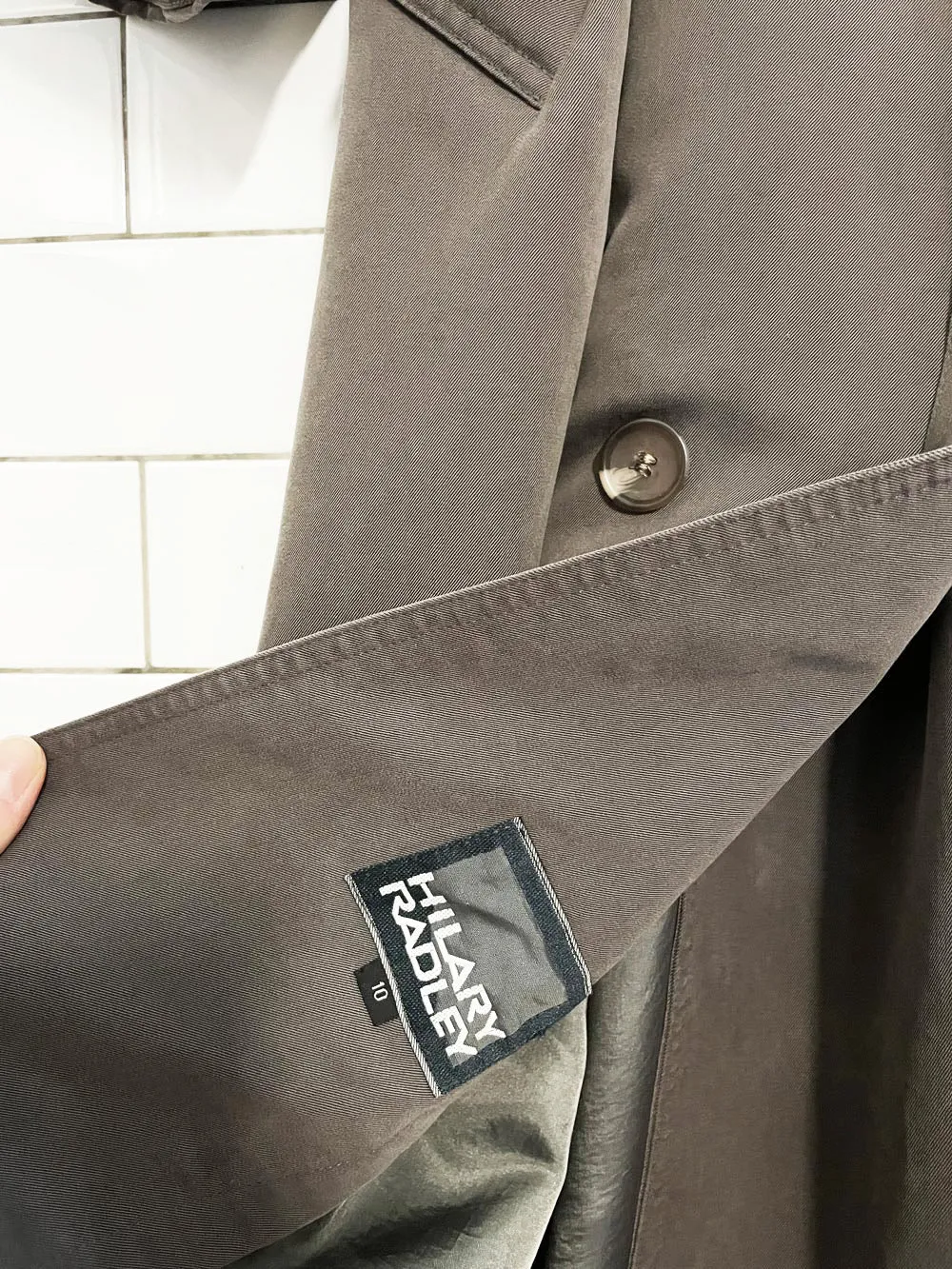 vintage 00s hilary radley soft touch cape back belted trench coat sold by Good Market Thrift Store product image thumbnail 3