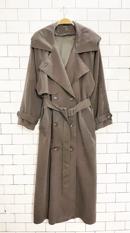 vintage 00s hilary radley soft touch cape back belted trench coat sold by Good Market Thrift Store