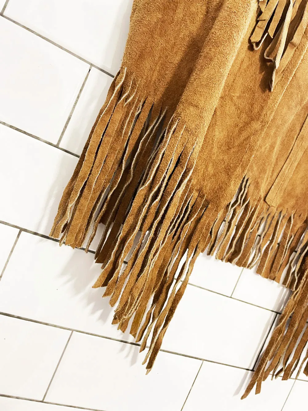 vintage soft suede fringe open rancher vest sold by Good Market Thrift Store product image thumbnail 2