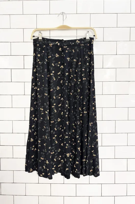 vintage 90s fritzi california floral midi skirt | made in usa sold by Good Market Thrift Store