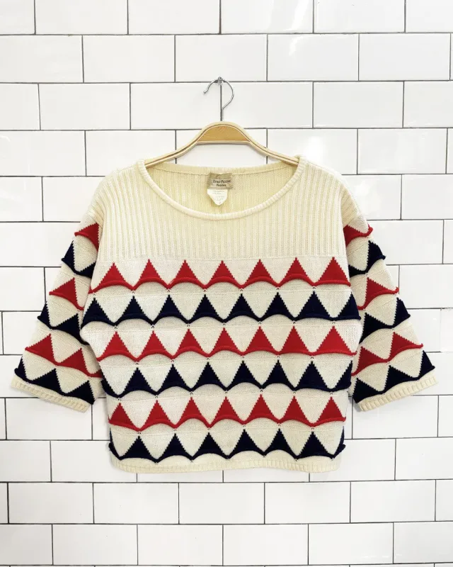 vintage 80s evan-picone wool-blend cropped sweater | made in japan sold by Good Market Thrift Store