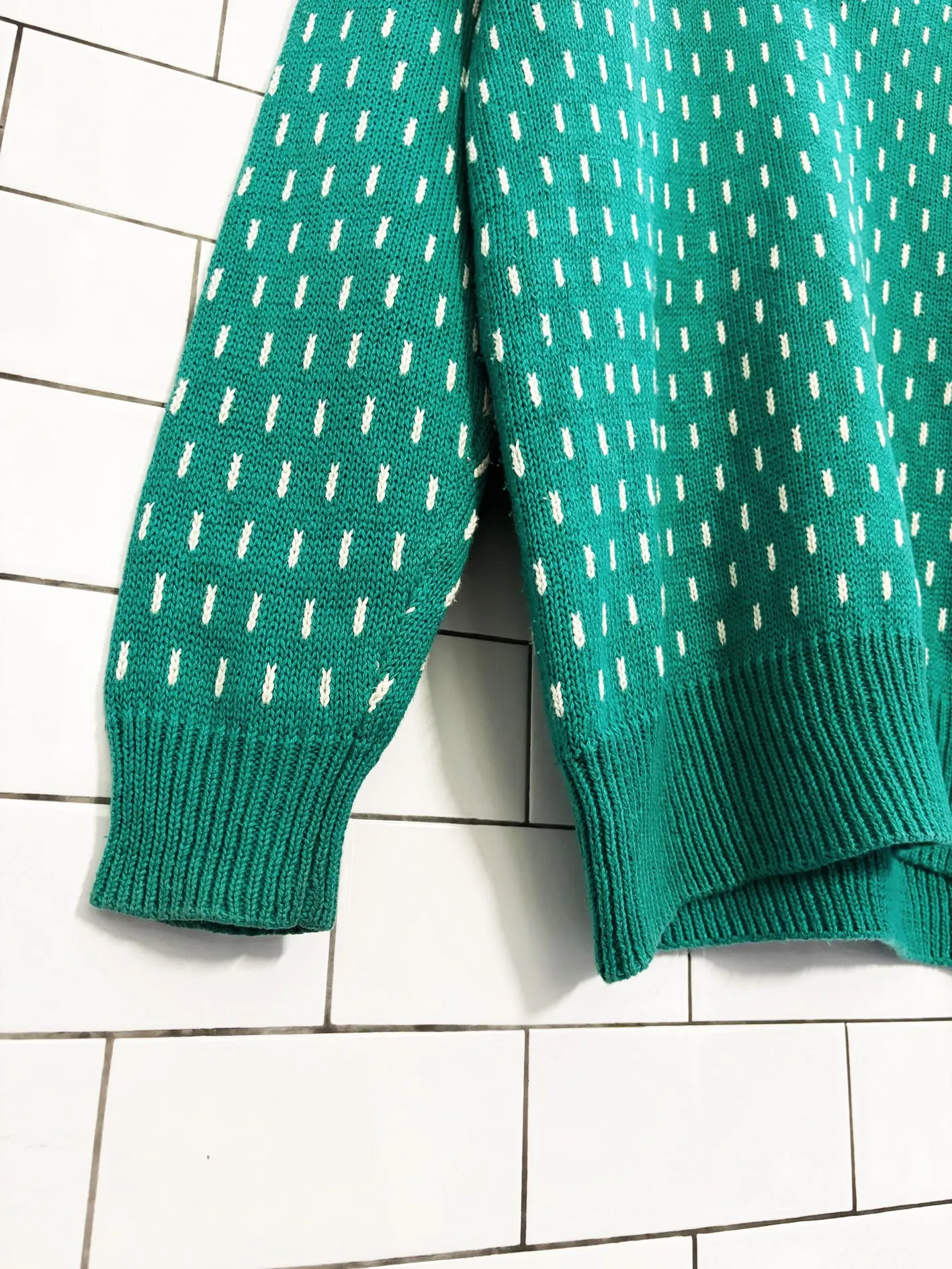 vintage 80s boundary waters ramie-cotton birdseye v-neck sweater | tennis prep sold by Good Market Thrift Store product image thumbnail 3