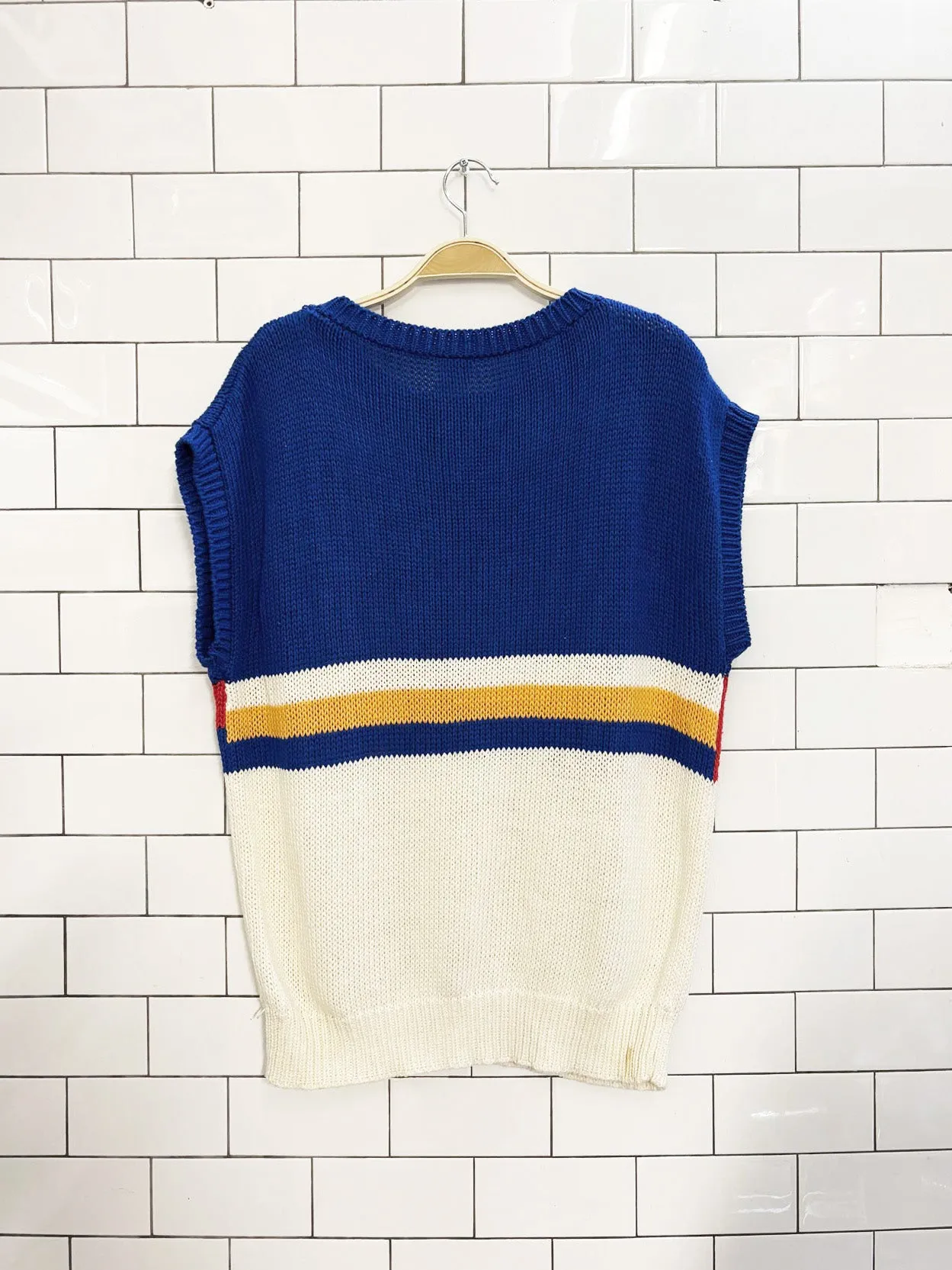 vintage 80s bay club nautical flag knit sweater vest | catalina sold by Good Market Thrift Store product image thumbnail 4