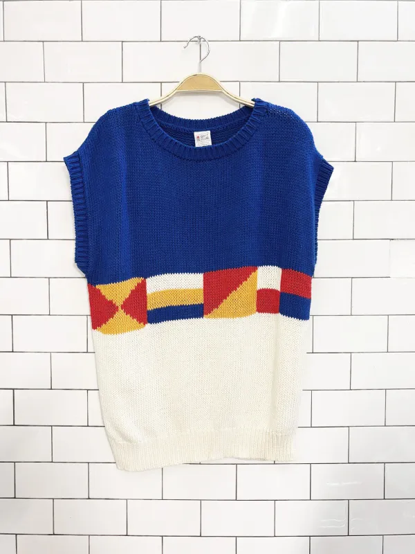 vintage 80s bay club nautical flag knit sweater vest | catalina sold by Good Market Thrift Store