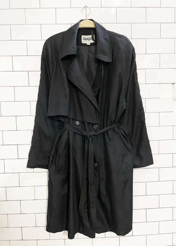 vintage 90s pizazz belted short trench coat sold by Good Market Thrift Store