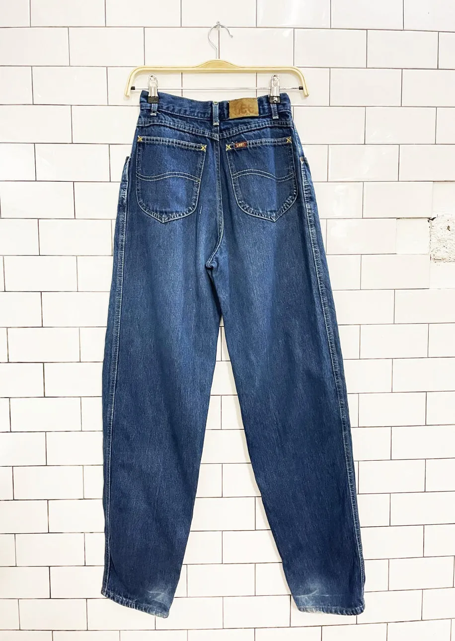 vintage 90s lee rider pleated indigo high waisted jeans | made in usa sold by Good Market Thrift Store product image thumbnail 4