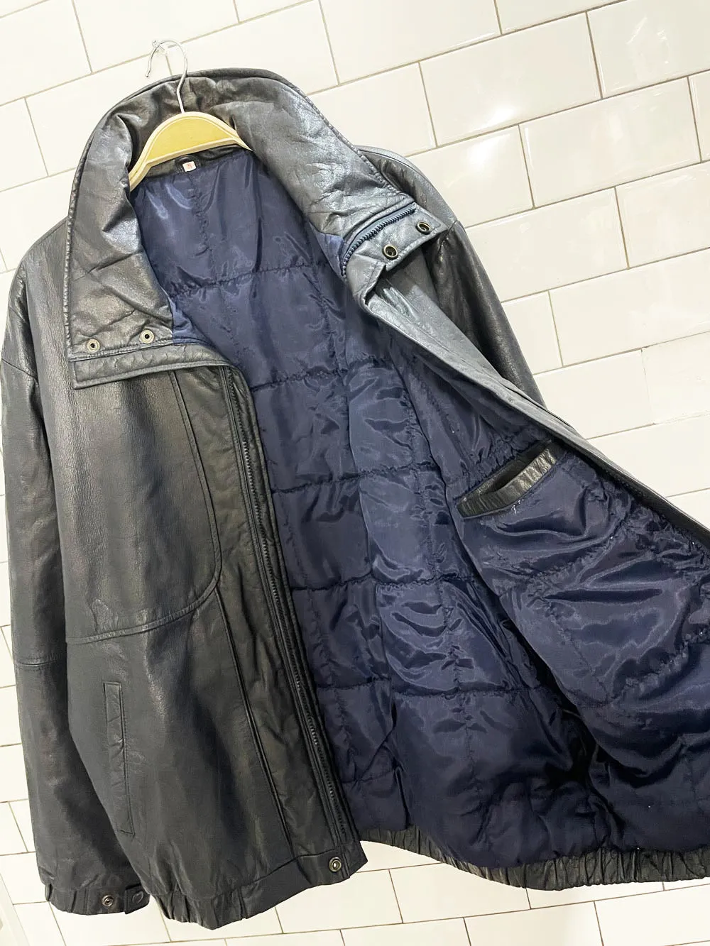 vintage soft leather bomber jacket sold by Good Market Thrift Store product image thumbnail 3