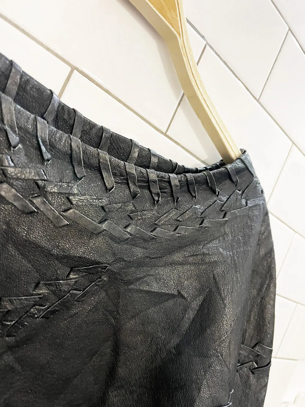 vintage 90s newport news braided leather fringe poncho sold by Good Market Thrift Store product image thumbnail 3