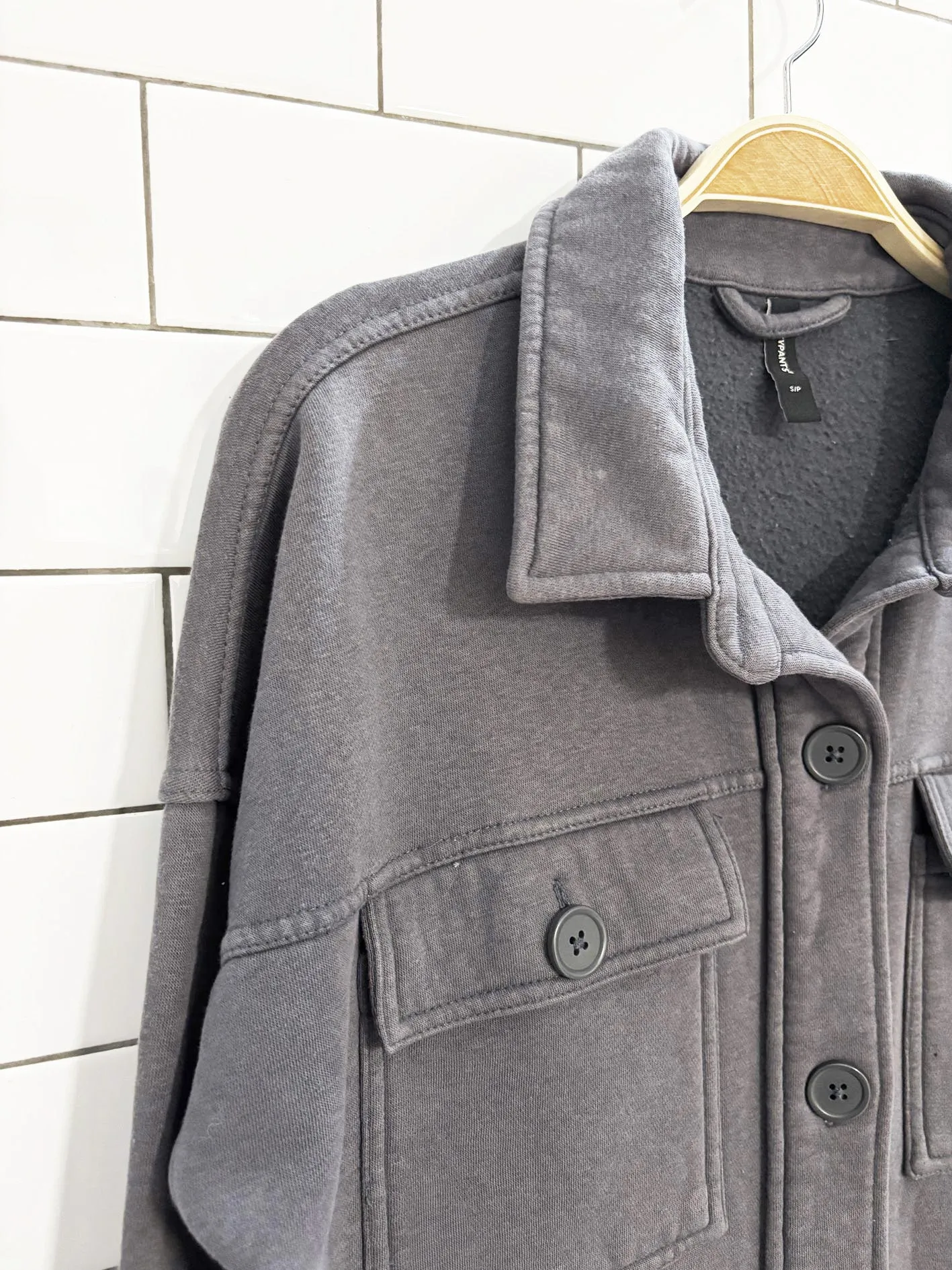 lazypants cozy fleece shirt jacket sold by Good Market Thrift Store product image thumbnail 2