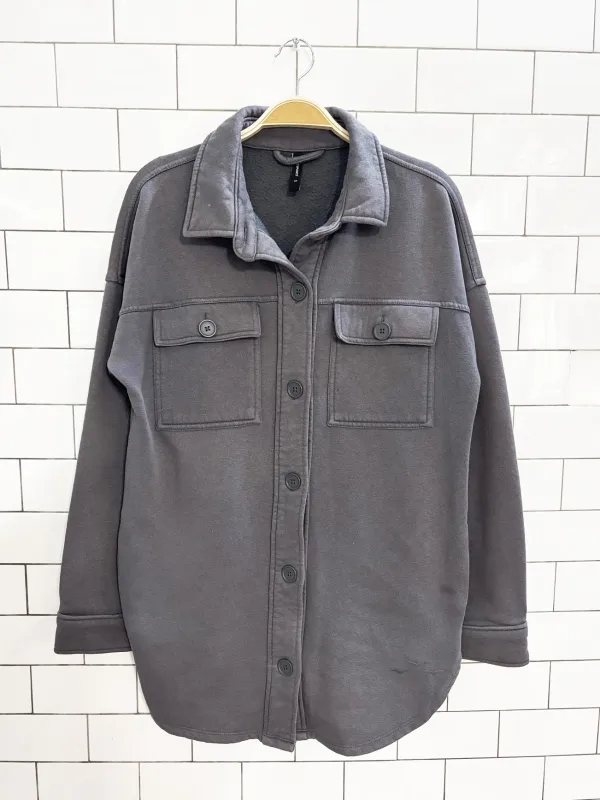 lazypants cozy fleece shirt jacket sold by Good Market Thrift Store