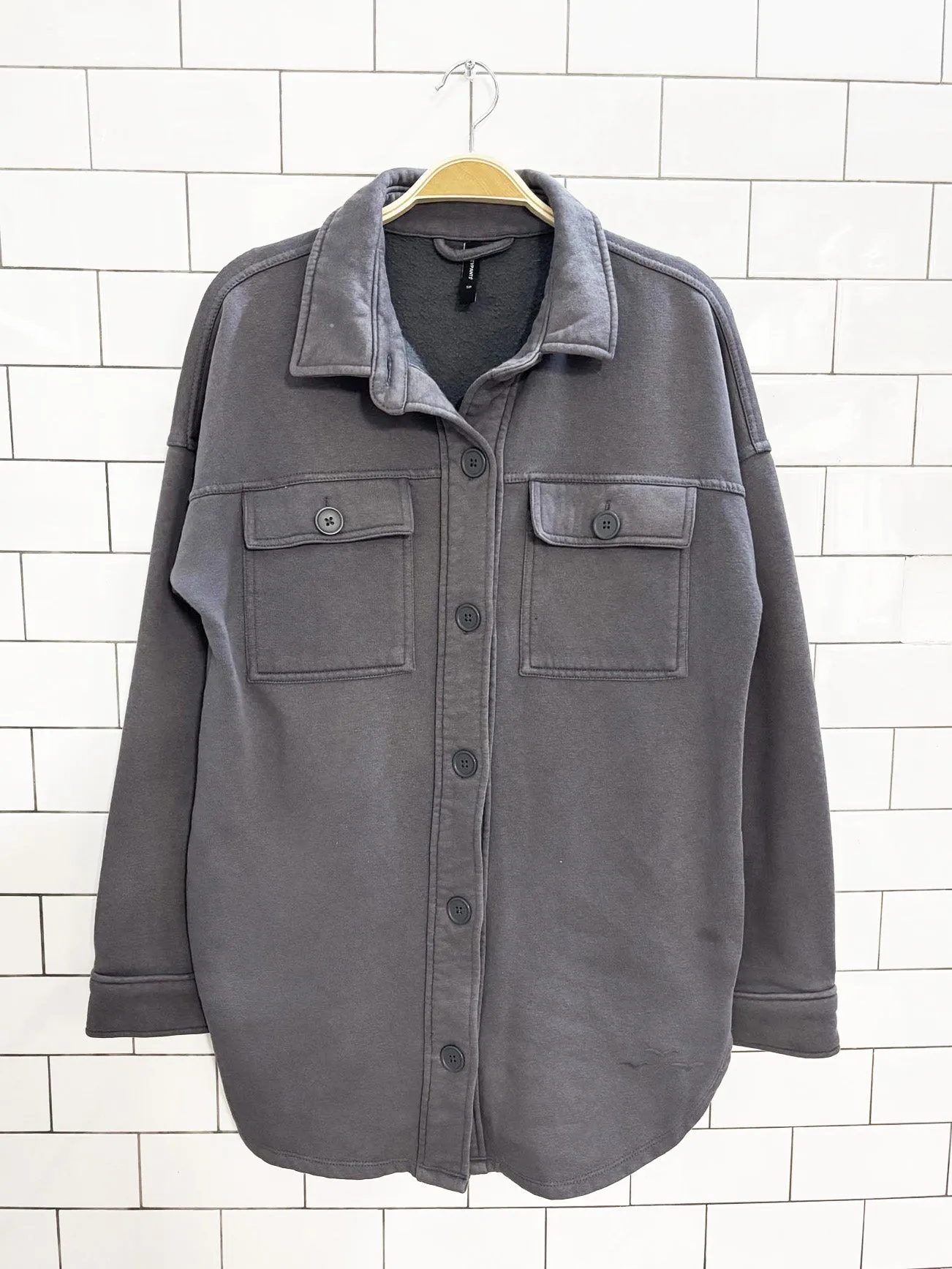 lazypants cozy fleece shirt jacket sold by Good Market Thrift Store