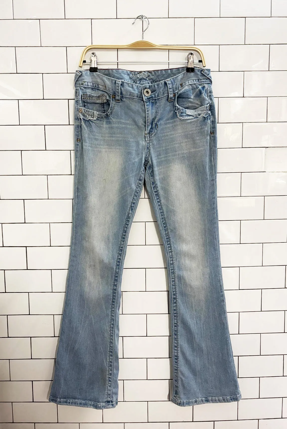 y2k amethyst low rise flare leg stretch jeans sold by Good Market Thrift Store product image thumbnail 2