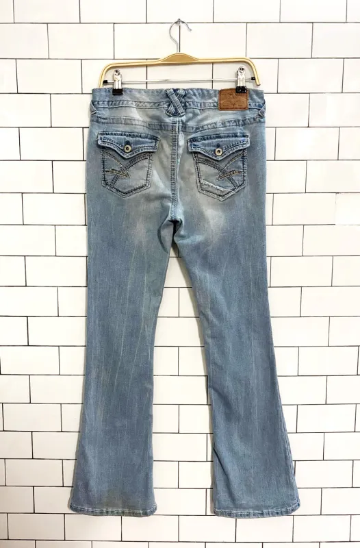 y2k amethyst low rise flare leg stretch jeans sold by Good Market Thrift Store