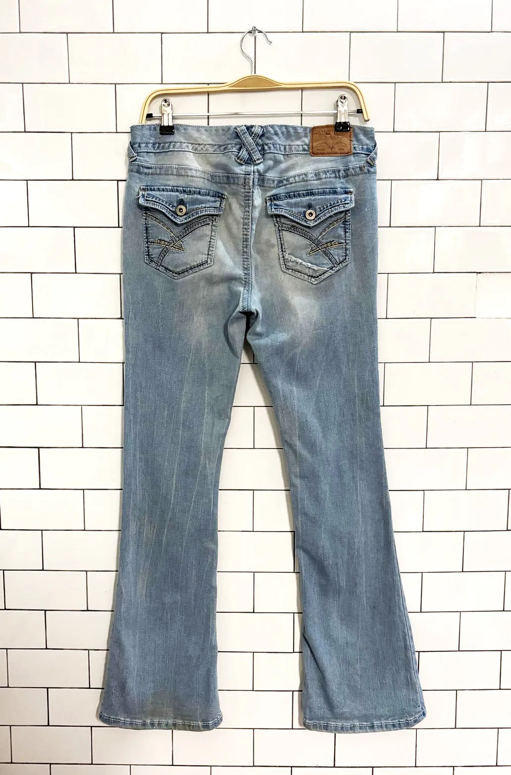 y2k amethyst low rise flare leg stretch jeans sold by Good Market Thrift Store